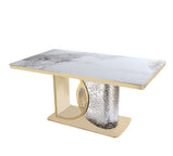 Louis Modern Hammered Design Dining Table, Sintered Stone Top , Black, Grey Or White