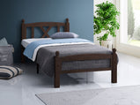 Diva Wooden single and double Bed Frame with Metal Base in gray color