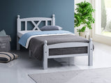 Diva Wooden single and double Bed Frame with Metal Base in gray color