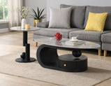 Florida Modern Stone-Top Coffee Table With Storage – White, Grey