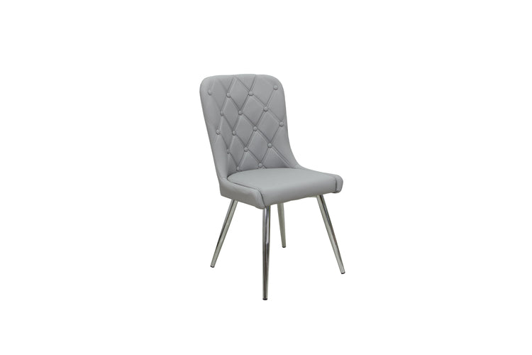 Ivy 2Pc Modern Dining Chair with Quilted Backrest, Chrome Legs, Padded Cushioning