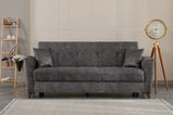 7star Donence Sofabed in Grey in Suede Clic clac 3 Seater Sofabed with Storage & Free 2 Cushions