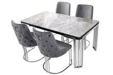 Daisy Sintered Ceramic Stone Black, Grey or White Dining Table with Optional Gold Or Silver Frame