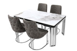 Daisy Sintered Ceramic Stone Black, Grey or White Dining Table with Optional Gold Or Silver Frame