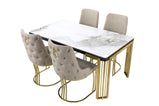 Daisy Sintered Ceramic Stone Black, Grey or White Dining Table with Optional Gold Or Silver Frame