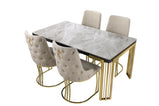 Daisy Sintered Ceramic Stone Black, Grey or White Dining Table with Optional Gold Or Silver Frame