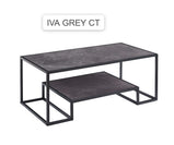 Ivy  Coffee Table With Bottom Shelf In White , Black And Grey