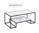 Ivy  Coffee Table With Bottom Shelf In White , Black And Grey