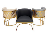 1Pc Palm Tub Chair Pu Leather Armchair Dining Living Room Office Reception With Choice of Silver or Gold Frame