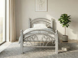 Ps102-Metal Frame Bed with Wooden Legs- Dirty Oak and White