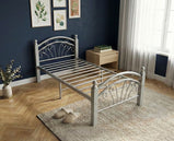 Ps102-Metal Frame Bed with Wooden Legs- Dirty Oak and White