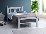 Diva Wooden single and double Bed Frame with Metal Base in gray color