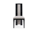 Raphael 2Pc Modern High Back Dining Chair, Grey Fabric, High Gloss Wood