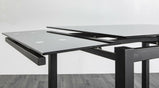 7star Extending Black Tempered Glass Dining Table with 4 Chairs Faux Leather