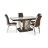 Marble Effect MDF Dining Table with 6 chairs in Black-white, Full black, Brown