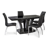 Marble Effect MDF Dining Table with 6 chairs in Black-white, Full black, Brown