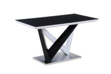 Eagle High Gloss Wood Dining & Coffee Table With Glass top/bottom Black-white or Grey-white glass stainless steel base