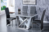 Eagle High Gloss Wood Dining & Coffee Table With Glass top/bottom Black-white or Grey-white glass stainless steel base