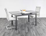 HUSTY-semi extendable glass DINING TABLE in -GREY/WHITE, BLACK/WHITE, WHITE/BLACK  for restaurants and homes
