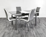 HUSTY-semi extendable glass DINING TABLE in -GREY/WHITE, BLACK/WHITE, WHITE/BLACK  for restaurants and homes