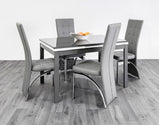 HUSTY-semi extendable glass DINING TABLE in -GREY/WHITE, BLACK/WHITE, WHITE/BLACK  for restaurants and homes