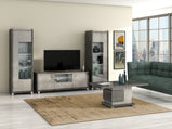 7star Hilton High Gloss Grey Italian Matching pedestal Coffee table, Side table, TV unit & 2 Door Cabinet