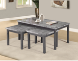 7star Lucy (2+1) Nest Of Tables MDF wooden marble effect Coffee Table set in Black, wenge & grey.