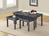 7star Lucy (2+1) Nest Of Tables MDF wooden marble effect Coffee Table set in Black, wenge & grey.