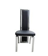 7Star Polo 2pc High Back Panel Dining Chairs in Faux leather with chrome stainless steel legs and back