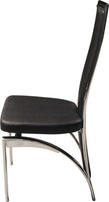 7Star Polo 2pc High Back Panel Dining Chairs in Faux leather with chrome stainless steel legs and back