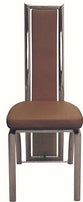 7Star Polo 2pc High Back Panel Dining Chairs in Faux leather with chrome stainless steel legs and back
