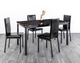 Ruby Mdf Marble Effect High Gloss Dining Table With Optional 4 or 6 Chairs In Grey , Charcoal Black , Brown and Wenge