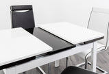 HUSTY-semi extendable glass DINING TABLE in -GREY/WHITE, BLACK/WHITE, WHITE/BLACK  for restaurants and homes