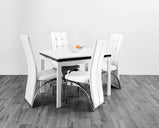 HUSTY-semi extendable glass DINING TABLE in -GREY/WHITE, BLACK/WHITE, WHITE/BLACK  for restaurants and homes