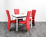 HUSTY-semi extendable glass DINING TABLE in -GREY/WHITE, BLACK/WHITE, WHITE/BLACK  for restaurants and homes