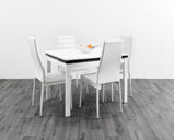 HUSTY-semi extendable glass DINING TABLE in -GREY/WHITE, BLACK/WHITE, WHITE/BLACK  for restaurants and homes