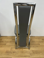 7Star Polo 2pc High Back Panel Dining Chairs in Faux leather with chrome stainless steel legs and back