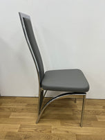 7Star Polo 2pc High Back Panel Dining Chairs in Faux leather with chrome stainless steel legs and back