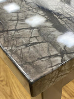 Ruby Mdf Marble Effect High Gloss Dining Table With Optional 4 or 6 Chairs In Grey , Charcoal Black , Brown and Wenge